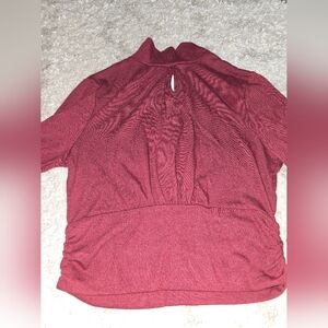 Chic Burgundy Women's Keyhole Blouse